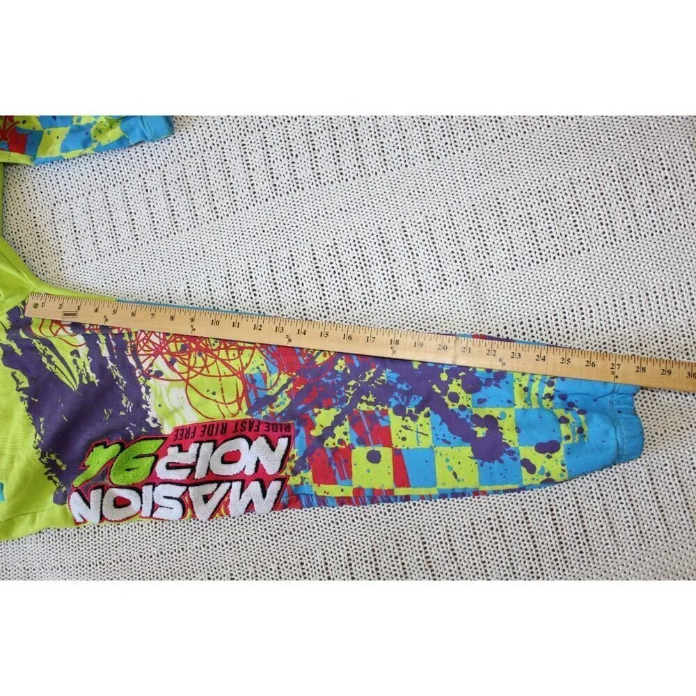 Maison Noir Moto club Men's Pants XL Fleece Joggers all over print Neon Yellow